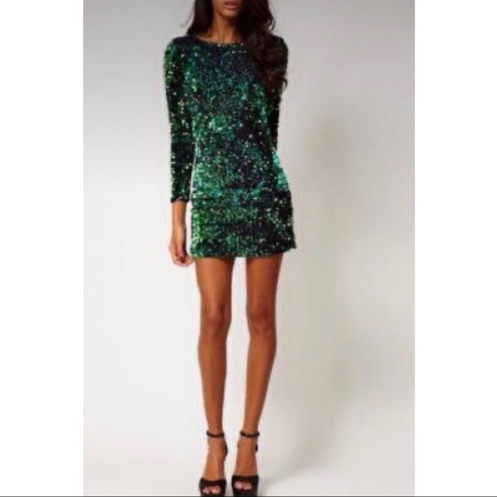 Motel Rocks Iridescent Green Sequin Dress - NWT